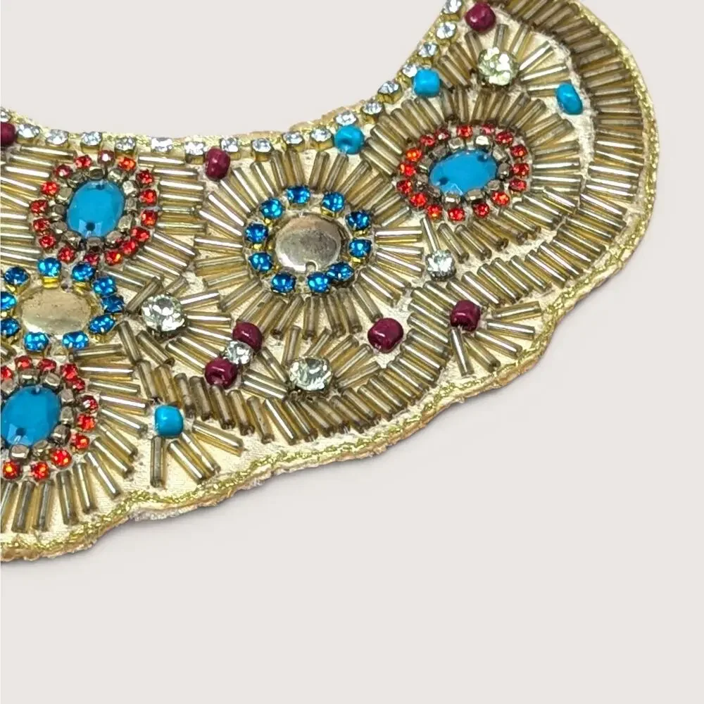 Vintage Beaded Bib Necklace Statement Collar